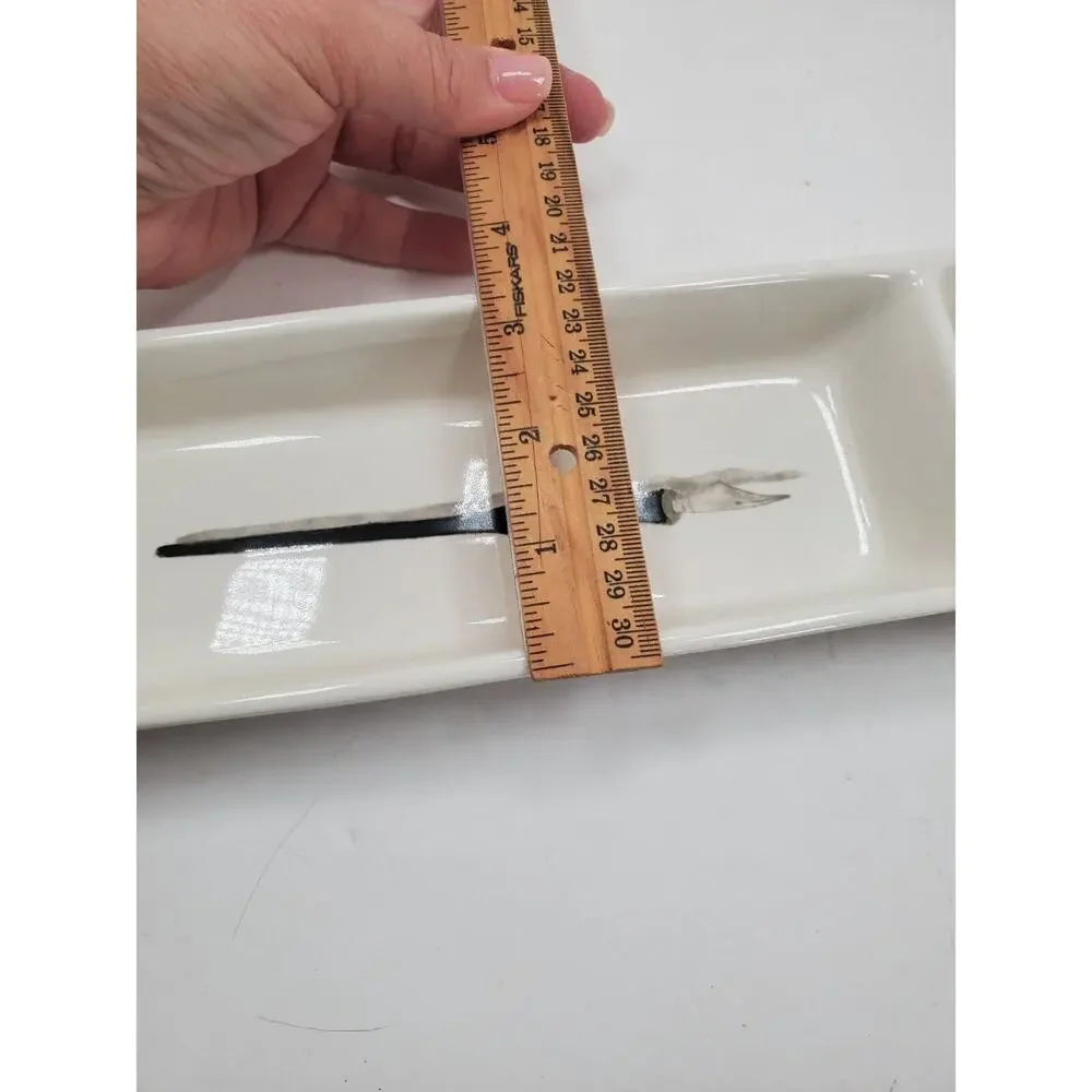 Rae Dunn By Magenta WRITE Pen Holder 2 Compartment Tray White Ivory Artisan - Picture 4 of 5